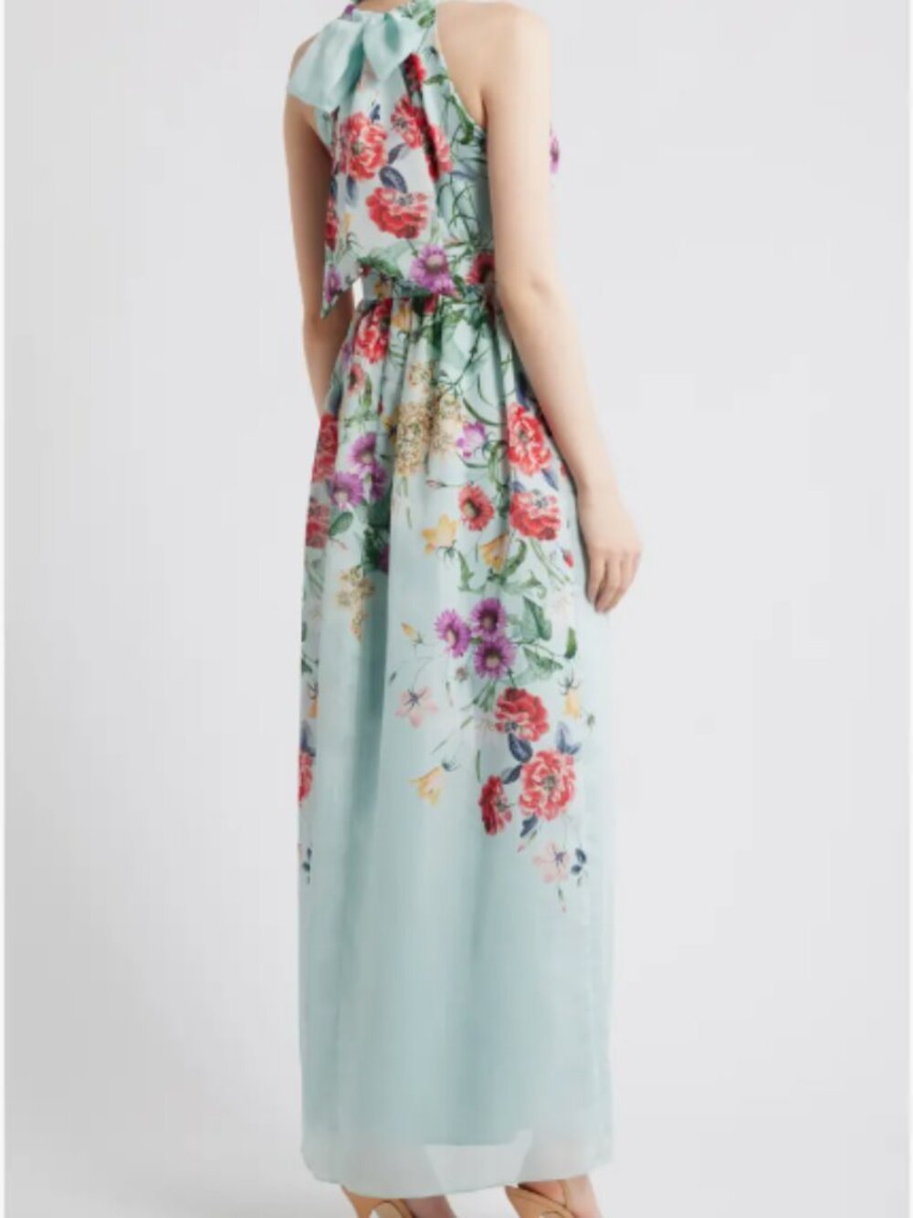 Eliza J Floral Halter Neck Maxi Dress Womens 10 Mint Green Sleeveless NEW $198 - Picture 2 of 9
